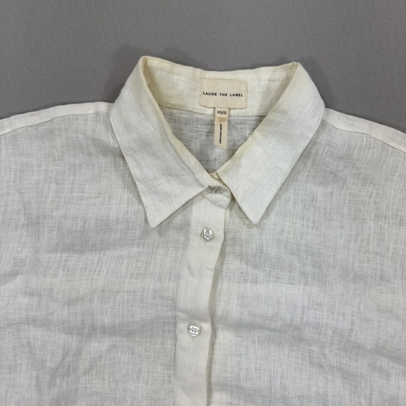 Laude‎ The Label Shirt Oversized Women's XS/S Ivory Ethical Linen Short Sleeve - Picture 2 of 7